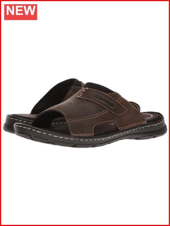 Men\'s Genuine Leather Slide Sandals with Fatiguing-Fighting Footbed for Casual main image 4